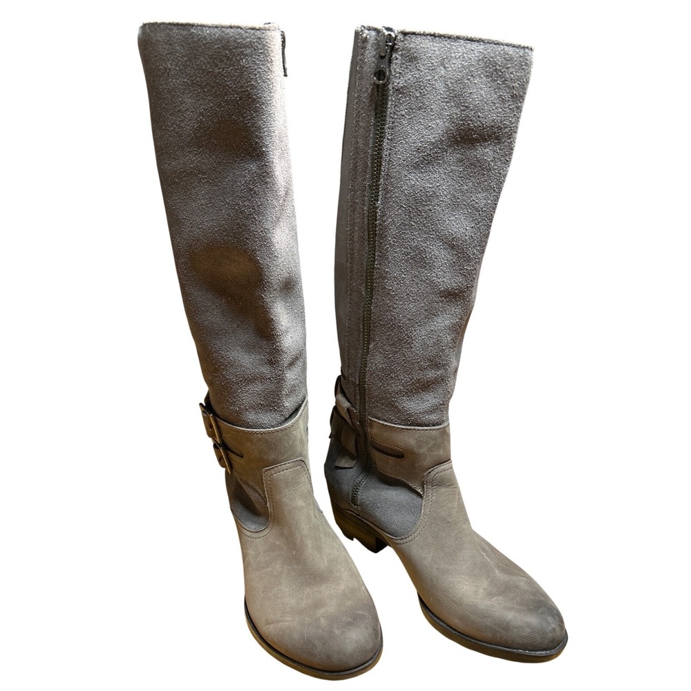 Sorel Lolla Tall Winter Boots Zip Up 1.5" Heel Gray Women's Size 8 Retail: $264